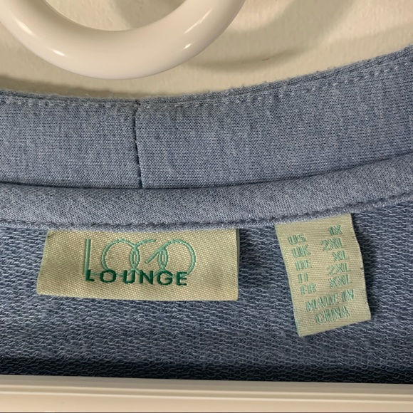 LOGO Lori Goldstein Blue Lace Back Zip Cardigan - Picture 9 of 11